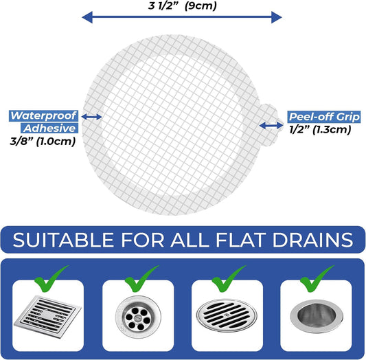 35 Pack Hair Catcher Shower Drain Disposable Mesh Stickers (Round)