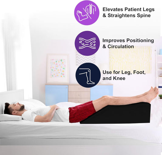 ProHeal Leg Elevation Pillow - Foam Bolster Leg Pillow - Knee, Hip, and Back Support - Promotes Healthy Blood Circulation and Body Positioning - 20” x 24” x 10”