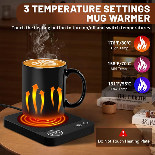 Mug Warmer, Electric Coffee Warmer with 3 Temp Settings, 2-12H Auto-Shutoff Coffee Mug Warmer for Home/Office Desk, Smart Cup Warmer for Milk Tea/Hot Drinks, Candle Warmer Plate (No Cup Included)