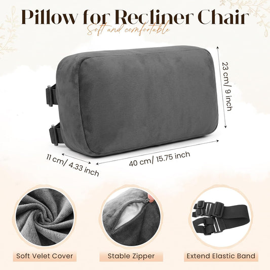 Novabright Head Recliner Pillow Adjustable Headrest Pillow for Recliner 15.75 x 7.87‘' Detachable Soft Non Slip Velvet Relieve Neck Support for Sofa Couch Armchair Travel Home with Zipper Cover