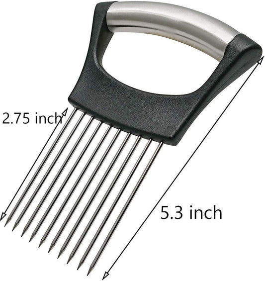 Hovico Stainless Steel Onion Holder Fruits Veg Meat Tomato Cutter Slicer Peeler Chopper,Stainless Steel Cutting Kitchen Gadget