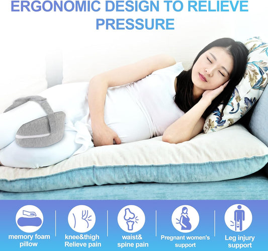 Knee Pillow for Side Sleepers Leg Memory Foam Pillow Side Sleeping Soothing Relief for Back, HIPS, Knees, Joints, Nerves and Muscle Discomfort Relief (Grey, Small)