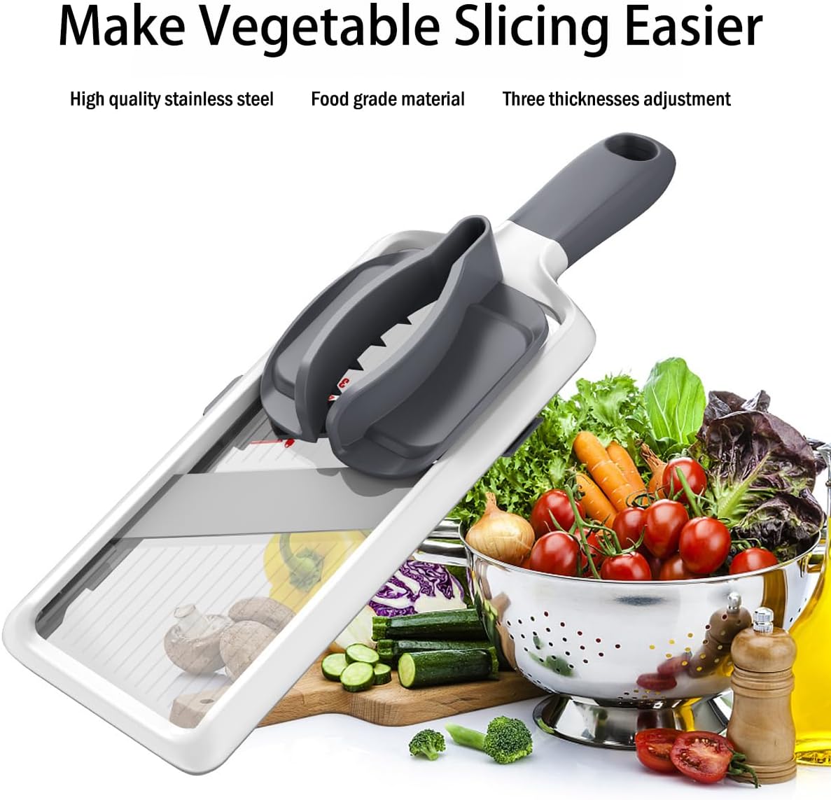 NACOLUS Mandoline Slicer for Kitchen, Adjustable Vegetable Slicer with Food Holder,Handheld Potato Slicer, Simple&Handy veggie slicer vegetable cutter