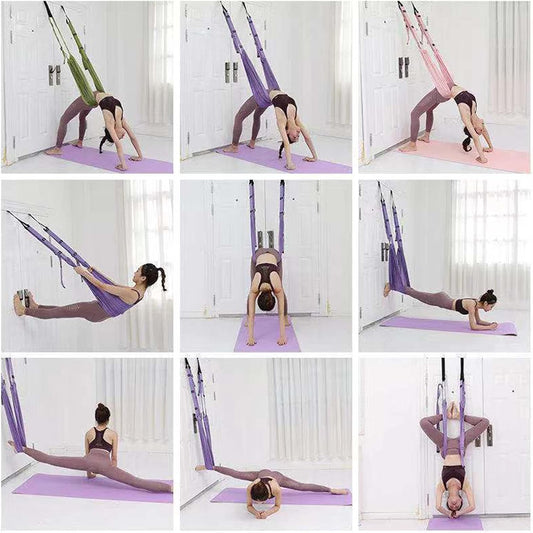 Waist Back Leg Stretch Strap Yoga Fitness Band,Stretching Equipment with Door Anchor for Dance Aerial Yoga Ballet Leg Stretching Exercise ()