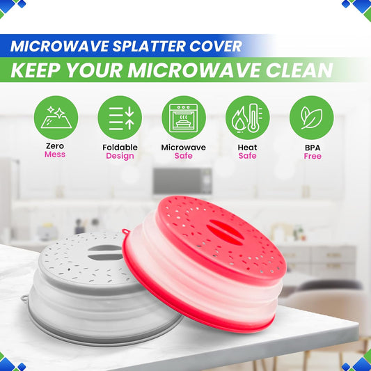 Microwave Splatter Cover 10.5” - Foldable Silicone Microwave Cover for Food