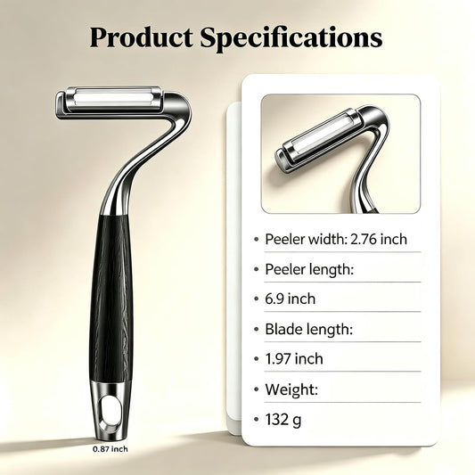 Large Y Veg Peeler, Wide Serrated Stainless Steel Blade Wood Handle | Practical cabbage peeler with built-in potato eye remover, lightweight compact kitchen tool. Ideal gift for home cooking