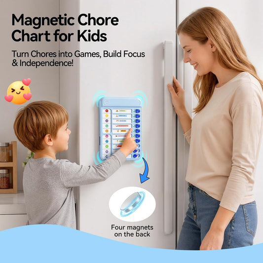Chore Chart for Kids with Timer, 21 PCS Checklist Magnetic Schedule Board, ADHD Tools with 99-Min Countup/Down Visual Timer, Bedtime/Morning/Daily Routine Chart Dry Erase to Do List with Slider(White)