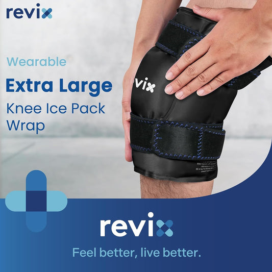 REVIX Extra Large Knee Ice Pack Wrap, Gel Cold Compress Around Entire Knee | 19" Reusable Gel Cold Pack for Discomfort and Post-Workout Fatigue, Cold Compress, Enhance Comfort and Recovery, Blue