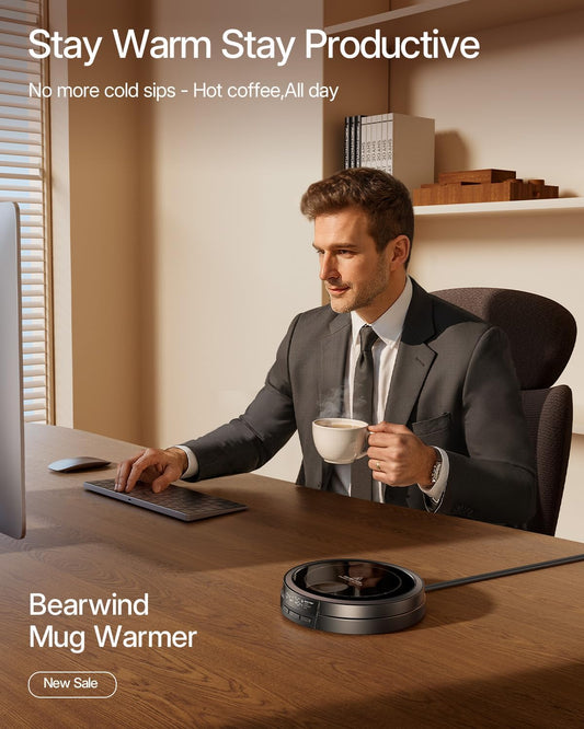 Coffee Mug Warmer for Desk, 50W, Cup Warmer 4 Temps & Timer - Wood | Smart Display; 12H Timer; Auto Shut Off; Fast Heating; Easy-Clean; Candle Warmer Plate; UL Certified Gift for Coffee Lovers