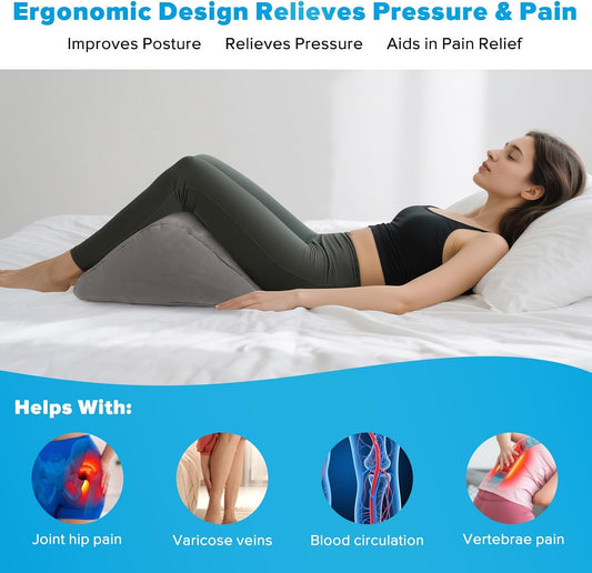 USHMA Inflatable Knee Wedge Pillow for Back Sleeping - Ultimate Under Knee Pillow for Sleeping on Back, Comfortable Inflatable Leg Wedge Pillow, Blow up Triangle Pillow for Legs Bolster