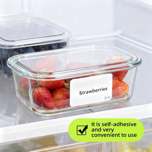 500 Food Storage Stickers Refrigerator Freezer Paper Label Removable Blank Food Labels, Water/Oil/Tear Resistant with Perforation Line for Freezer Food Containers Jars Pantry