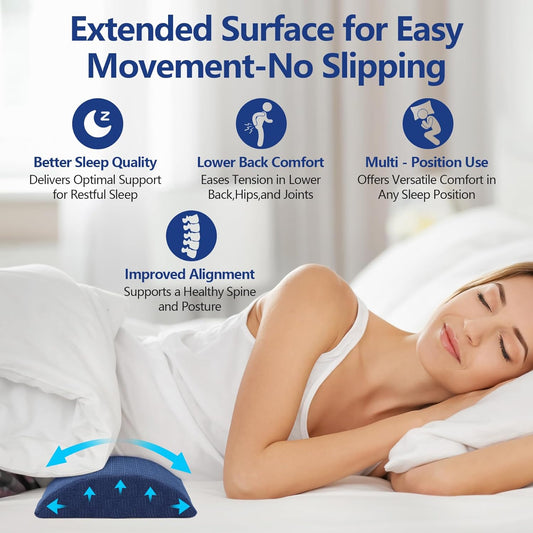 Cozyhealth - 2.95" H*18.7" L - Soft Small Lumbar Pillow for Sleeping, Memory Foam Back Lumbar Support Cushion for Lower Back Pain Relief Bed Waist Sleep Support Pillow for Side, Back (White, Small)