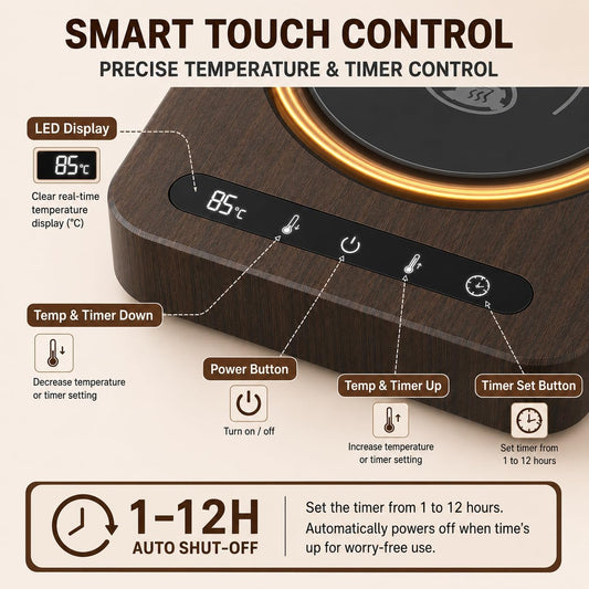 Mug Warmer Set - Coffee Mug Warmer for Desk with Temperature Display, 1-12Hour Auto Shut Off, Cup Warmer with Mug - Ideal Coffee Gifts for Heating Coffee, Beverages, Milk, Tea and Hot Chocolate.
