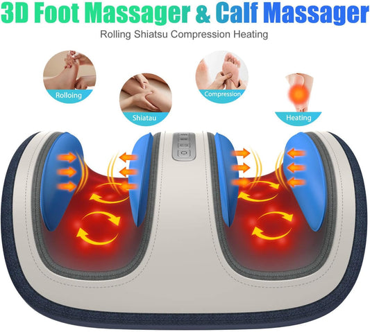 SLOTHMORE Shiatsu Foot & Calf Massager with Compression & Heating, Deep Tissue Kneading Improves Circulation, Helps Plantar Fasciitis, for Foot, Calf, Arms, Fit Up to Size 14