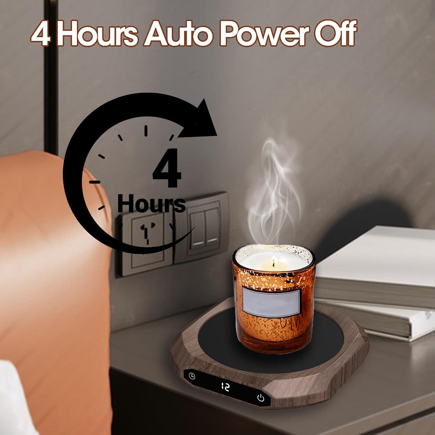 Mug Warmer for Desk - 36W Smart Coffee Cup Warmer with Timer, Auto Shut Off, 3 Heat Settings, Keep Your Coffee Warm for Office Hours,Perfect Coffee Gifts (Wood)