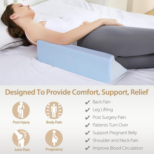 Body Wedge Pillow for Side Sleepers, Positioning Support | Back and Leg Support, Body Positioning, Pregnancy Support, Ankle Elevation, Memory Foam, Machine Washable Cover