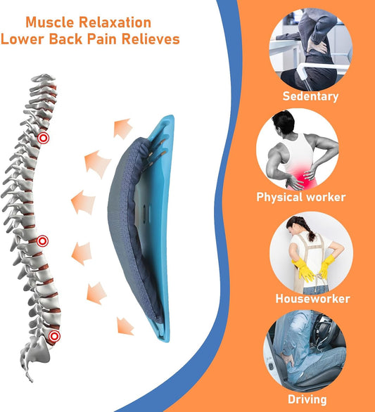 Adjustable Back Stretcher for Tension Relief - 3-Level Spine Support Board with Ergonomic Curve, Lumbar Cushion & Non-Slip Pad (Black)