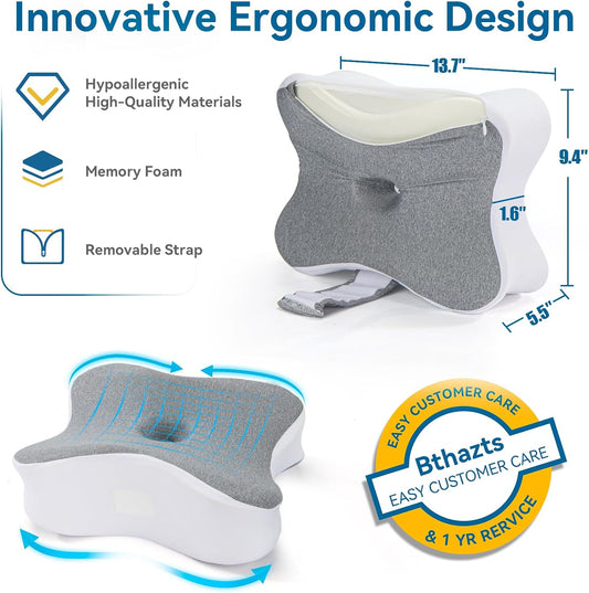 Long Knee Pillow for Side Sleepers Between Legs, Memory Foam Leg Pillow for Side Sleeping with Strap, Sciatica Pain Relief Pillow for Hip Pain, Spine Aligning, Back Pain, Pregnancy-Under