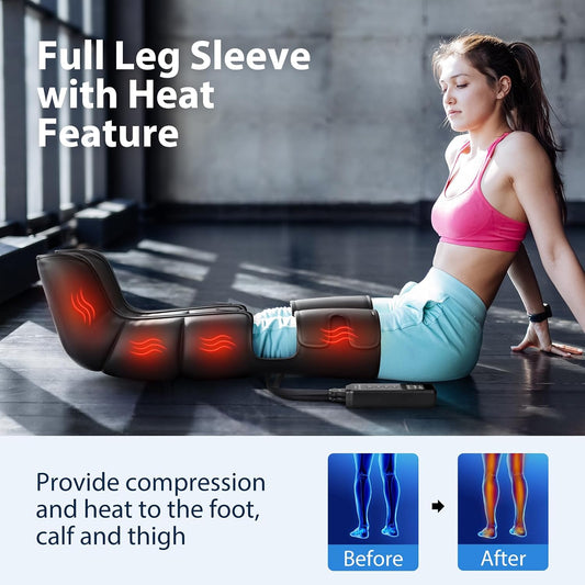 CINCOM Leg Massager with Heat and Air Compression for Pain Relief FSA - HSA | Air compression boots, for calf & foot, promotes recovery, relieves edema