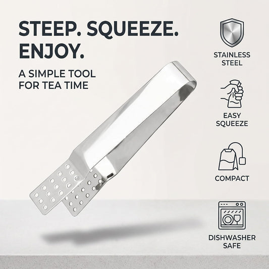 Stainless Steel Tea Bag Tongs Tea Bag Squeezer Clips Kitchen Bar Tools Exquisite Workmanship and Attraction, Silver