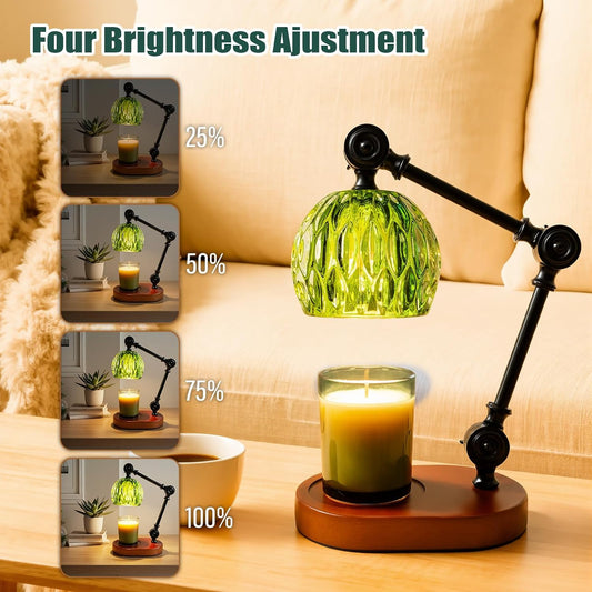 Candle Warmer Lamp, Dimmable Wax Melting Warmer with Adjustable Height, Bedroom Living Room Home Decor, Birthday Relaxation Gifts for Women (Green, Wave)