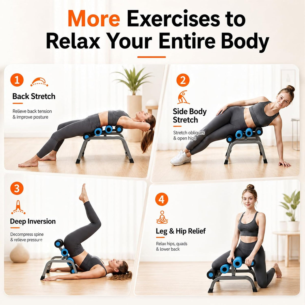 Mini Inversion Table, Spinal Decompression Table Rollers