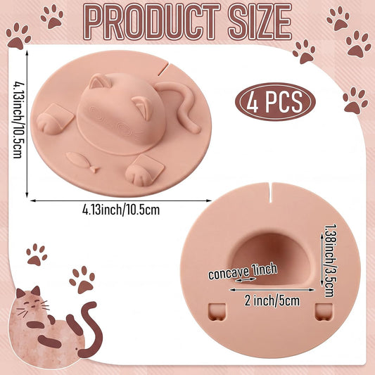 4 Pcs Tea Bag Squeezer 4 Inch Silicone Tea Bag Holder & Squeezer Dishwasher Safe Purple Cute Cat-shaped Cup Silicone Lids Warm Cover Supplies