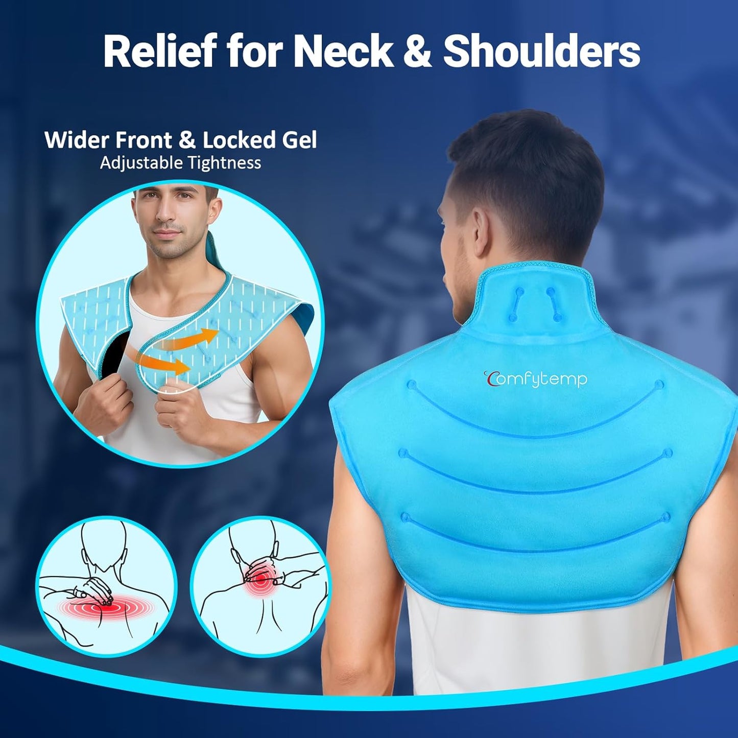 Comfytemp Large Ice Pack & for Neck Shoulders Upper Back Comfort, FSA Eligible HSA, Weighted Electric Heat Pad, Wearable Reusable Gel Ice Wrap
