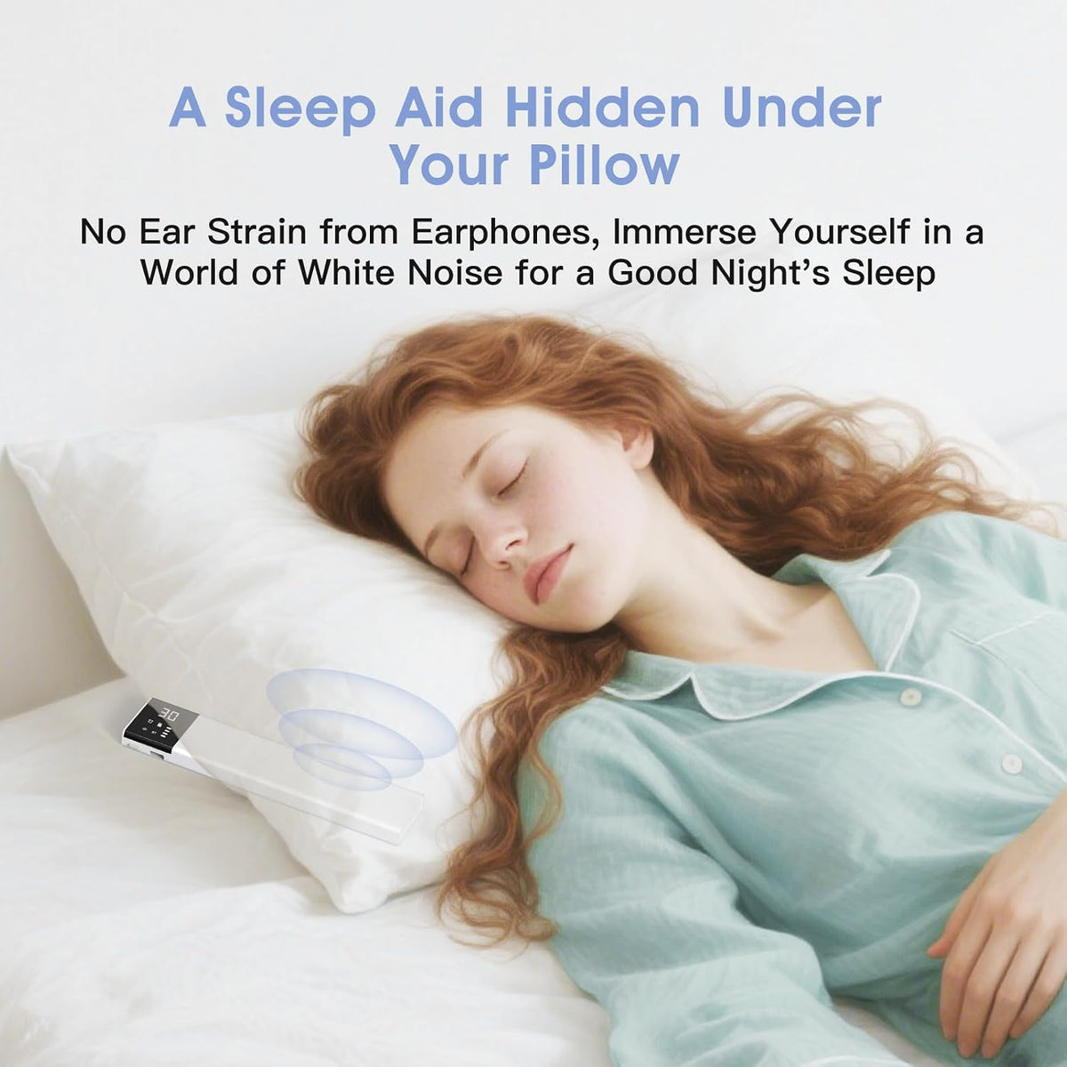 Under-Pillow Speaker for Sleeping - Bluetooth White Noise Sound Machine, Bone Conduction Bluetooth Under Pillow Speaker with 36 Soothing Sounds, Timer, TF Card Support for Side Sleepers & Deep Sleep