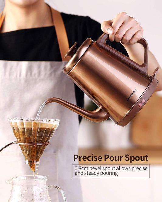 DmofwHi Gooseneck Electric Kettle(1.0L), 100% Stainless Steel BPA Free Classic Pour Over Coffee Kettle | Tea Kettle - Green