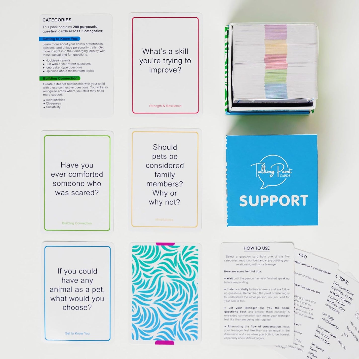 200 Therapy Conversation Cards for Kids, Teens & Adults, Supports Ages 5+ | Trauma-informed coping skills for counseling; expert-written question prompts; easy to deep starters, by Talking Point Cards