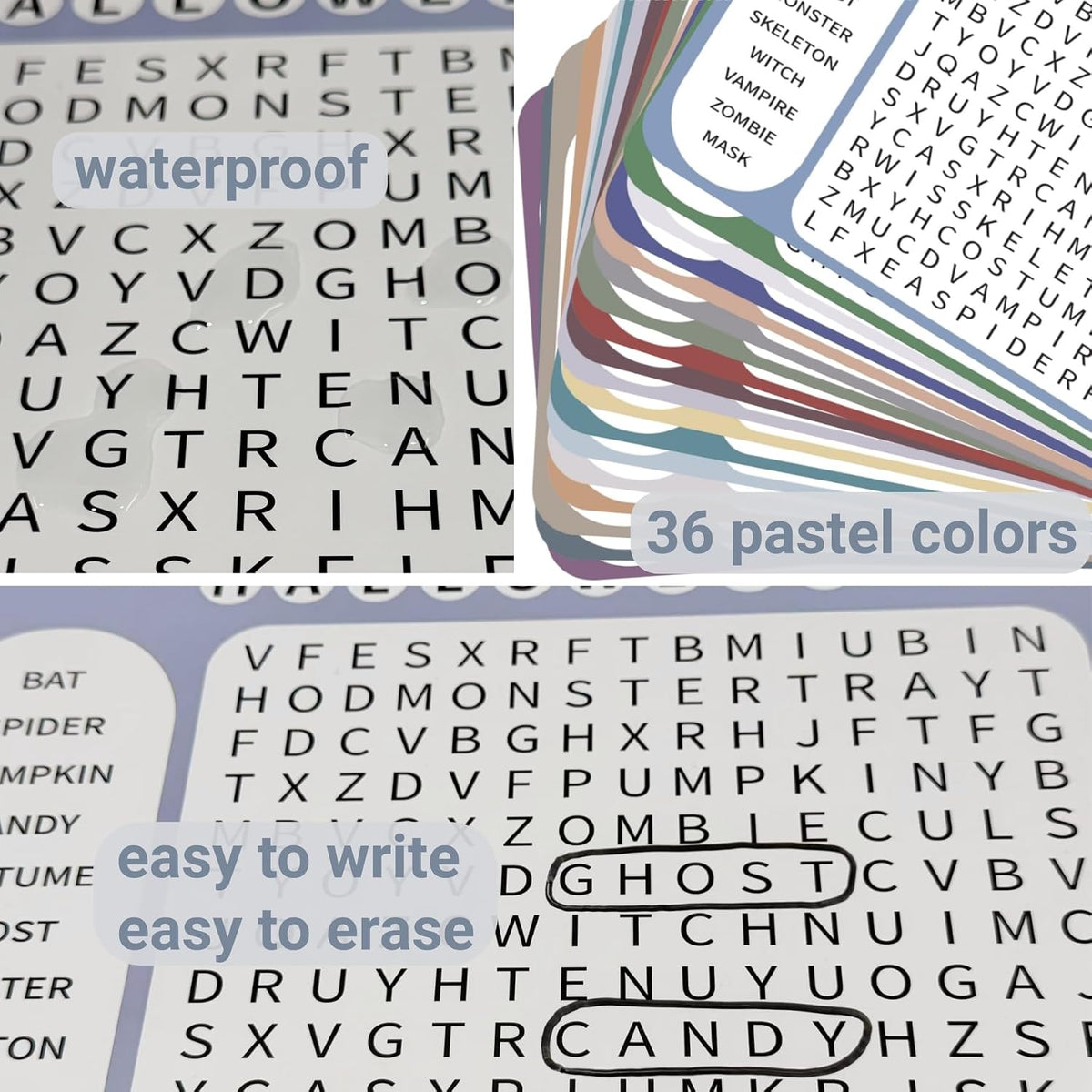 12 or 36 Pcs Reusable Word Search Cards for Dementia Game-Dementia Activities for Seniors with Alzheimer's-Elderly Alzheimer's Toys-Large Print Word Search Books (12 Reusable Word Search Card)