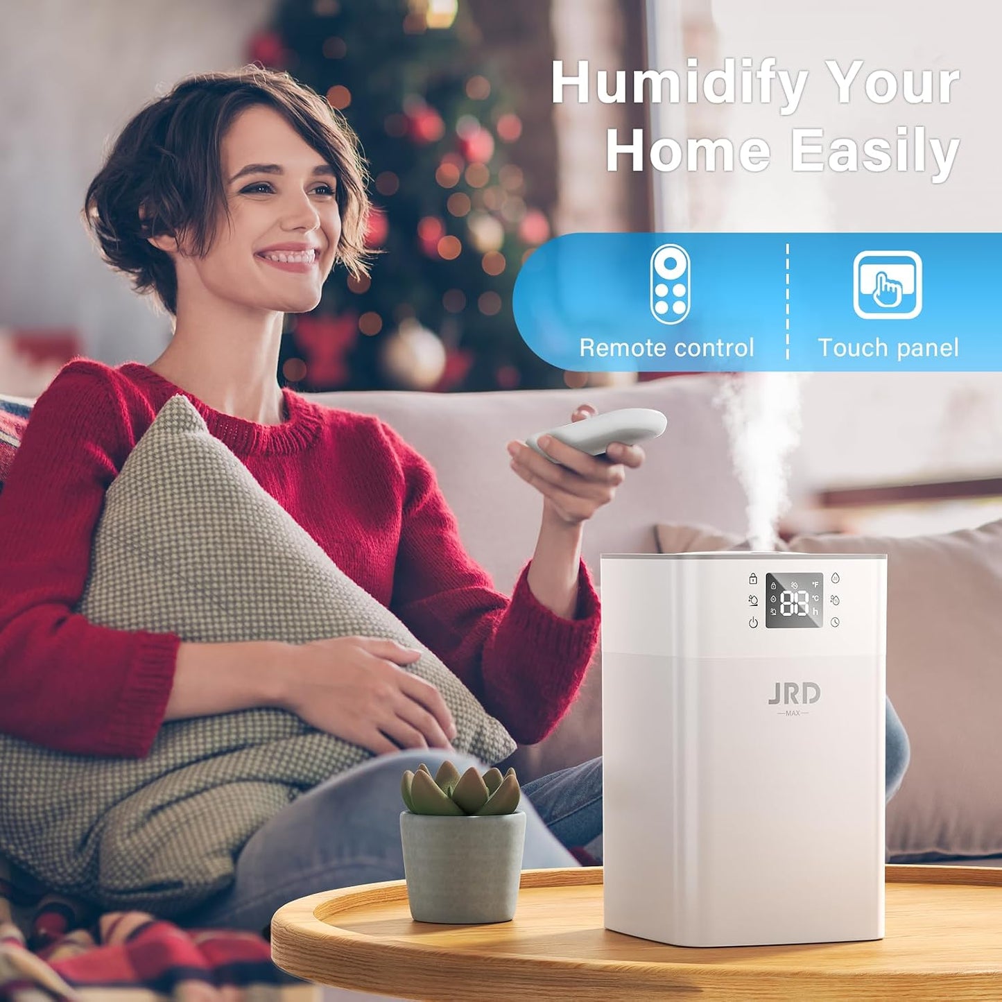 JRD 4L Humidifiers for Bedroom, Cool Mist Humidifier for Large Room, 40H Runtime, 360° Nozzle, Night Light for Home, Office, Baby Nursery, Plants(Black)