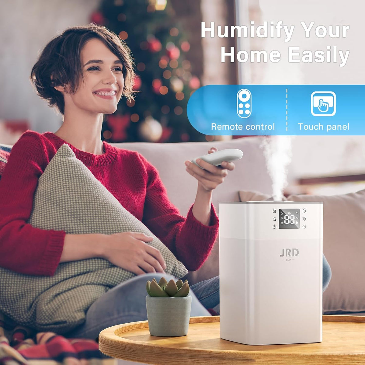 JRD 4L Humidifiers for Bedroom, Cool Mist Humidifier for Large Room, 40H Runtime, 360° Nozzle, Night Light for Home, Office, Baby Nursery, Plants(Black)