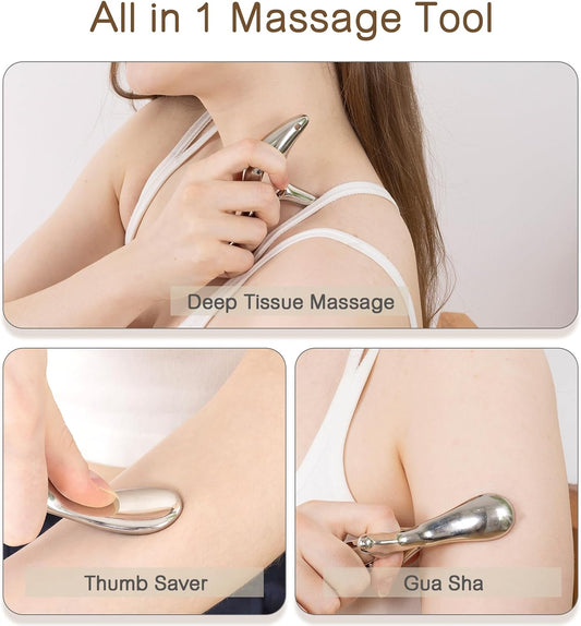 Metal Trigger Point Massage Tool,Pressure Point Massage Tool For TMJ Relief | Fascia Release Tools&Thumb Saver Fascia Massager,Ease Jaw Tension, Sore Muscles, Great For Daily Deep Massage & TMJ Relief