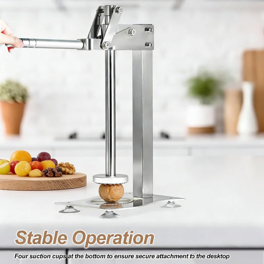 Stainless Steel Manual Lemon Squeezer Press, Heavy Duty Nut & Lemon Smasher Machine, Orange Citrus Fruit Juicer Crusher with Labor-Saving Handle & Suction Cups for Fruit Nut