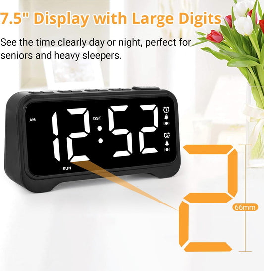Vibrating Alarm Clock for Heavy Sleepers, 3-Level Bed Shaker, Dual Alarms