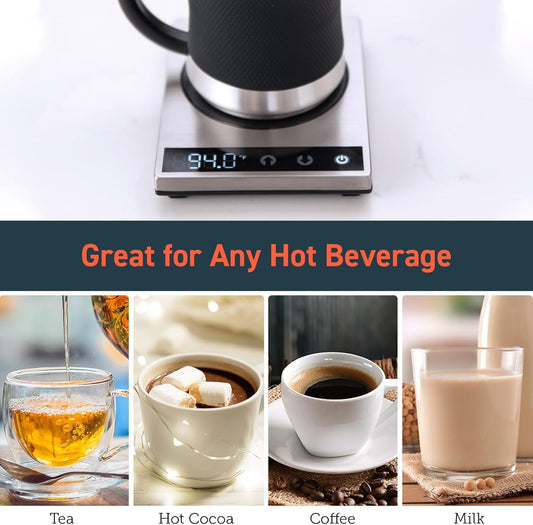 Cosori Coffee Mug Warmer for Desk, Office, 1°F Precise Temperature Control | Digital Cup Heater, Touch Tech & LCD Digital Display (77-194℉), 304 Stainless Steel