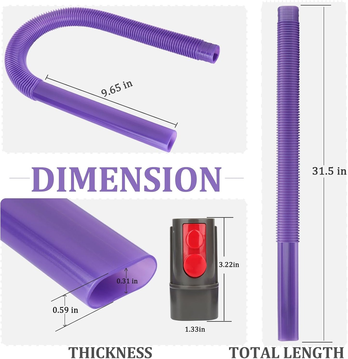 Fullclean Dryer Vent Lint Vacuum Attachments Hose for Dyson Gen5 V15 V15s V12 V11 V10 V9 V8 V7 Detect Absolute Cyclone Outsize Slim Nozzle Crevice Flexible Lint Removal Tool Dryer Vent Cleaner Kit