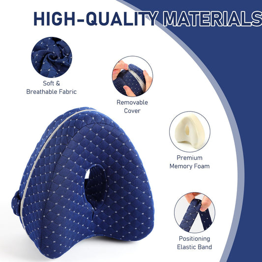 Alignment Pillows for Side Sleepers,Hip Alignment Pillow, Memory Foam Leg & Knee Pillow,Foam Support Pillow Soothing Relief for HIPS, Knees, Joints, Nerves & Muscles,Adjustable Strap (Grid Blue)