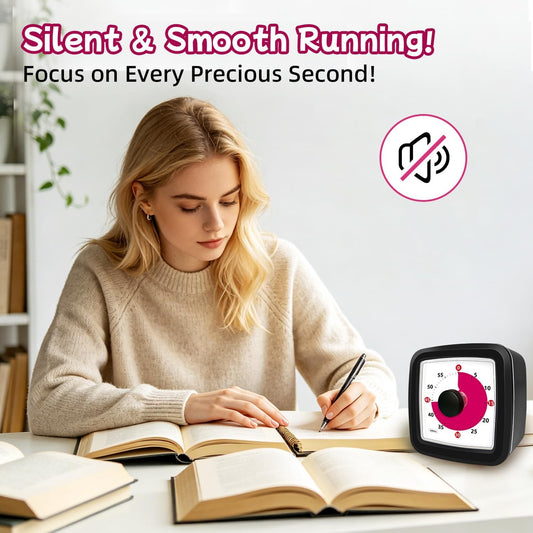 Visual Timer 60 Minute Timer Silent Countdown Clock – No Ticking, Gentle Ring with Mute Option, Timers for Kids Homework Classroom Management Kitchen Pasta, Adult Pomodoro & Deep Work, Purple