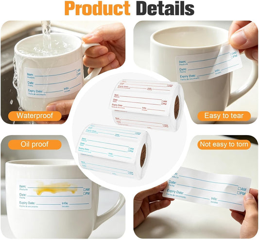 1000 Food Labels 1x3 Removable Food Date Labels Stickers for Containers | ilauke Large Freezer Labels Kitchen Freezer Tape Sticky Labels to Write on Easy Peel Off for Jar Pantry Canning Bottle Buffet