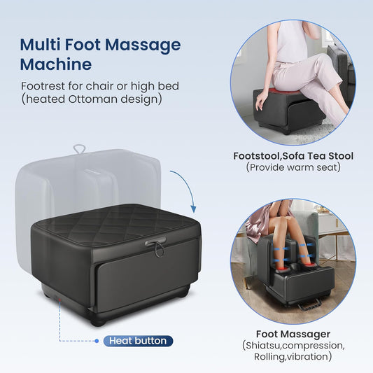 COMFIER 2 in 1 FSA Foot Massager Machine, HSA Shiatsu Foot and Calf Massager with Heat,Kneading,Vibration,Compression Massagers for Feet Health,Ankle & Leg Tired, Plantar Fasclitis,Gift for Men Women