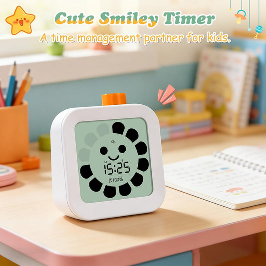 EooCoo Cute School Supplies Visual Timer for Kids, ADHD, Autism | 99-Minute Countdown, 3 Volume Mode, Easy-to-Use, Digital Petal-Style Visual Progress, Time Management Tool for Classroom Home
