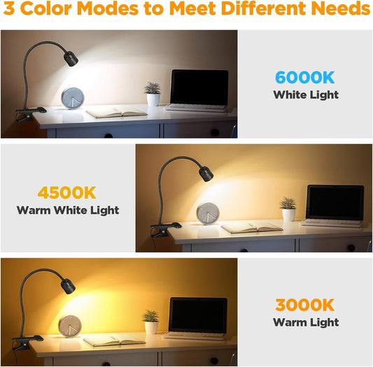 LED Reading Lights for Bed Headboard, 360° Gooseneck Zoomable Clip Light