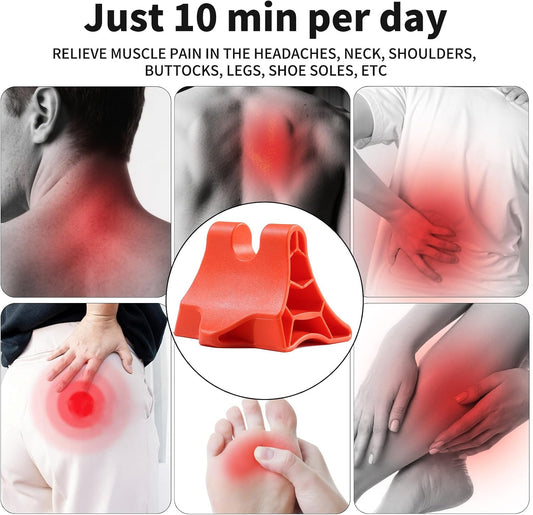 Trigger Point Massage Tool, Handheld Deep Tissue Manual Massager for Neck, Shoulders, Back & Feet, 3-Edge Pressure Point Design, Portable (Red)