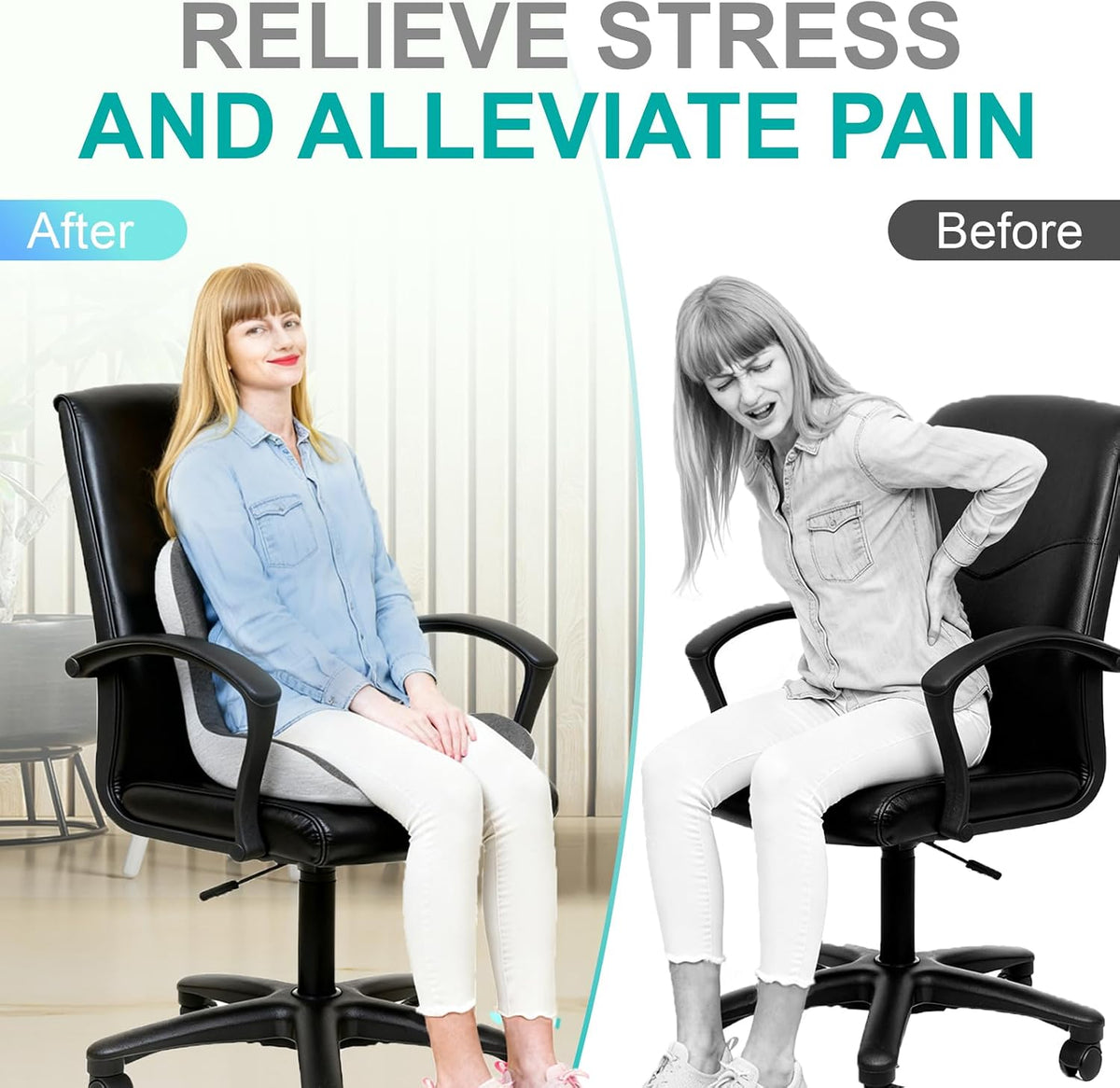 Seat Cushion for Office Chair, Orthopedic and Ergonomic Memory Foam Cushion