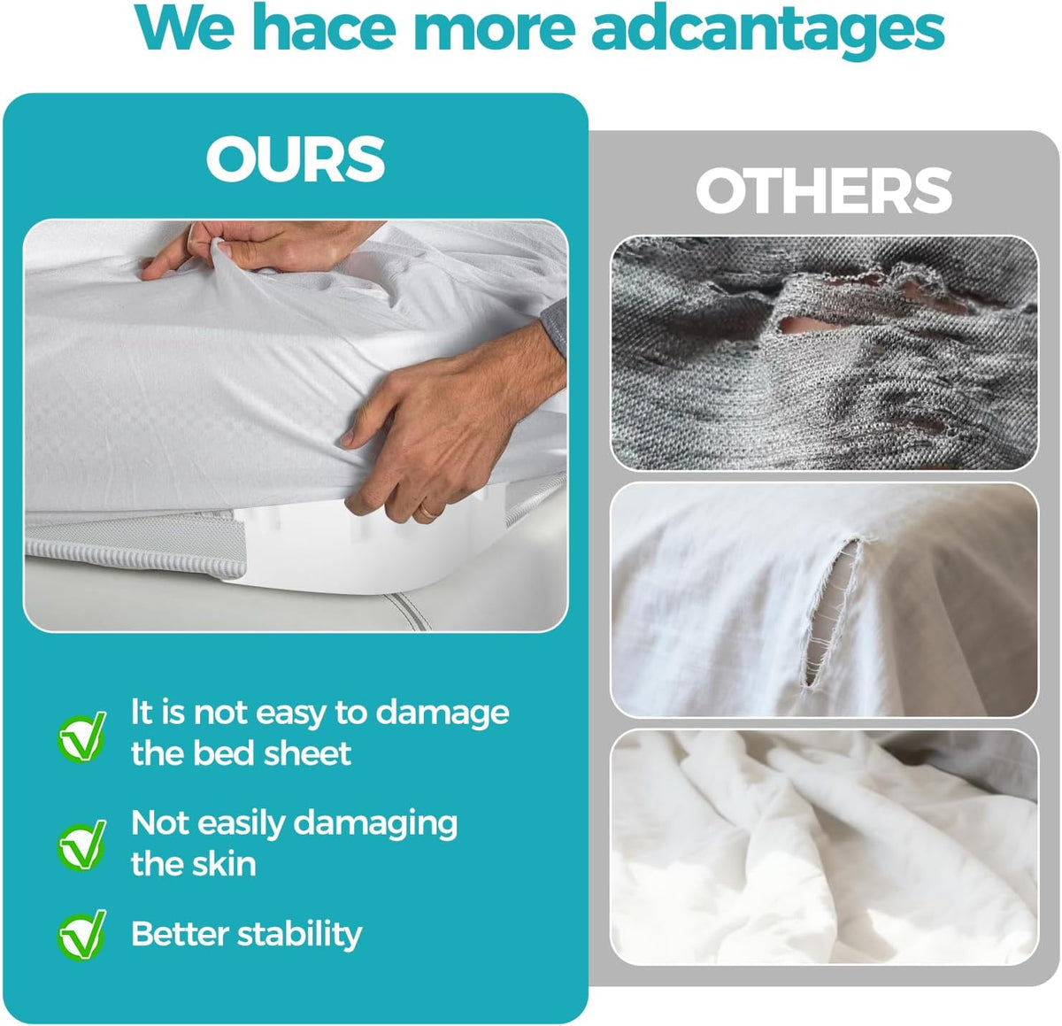 Bed Sheet Holders for Corners, 4 Pcs Adjustable Fitted Mattress Holders Organizer Clips Keep Sheets Firm & Tight in Place for All Bed Sizes (White)