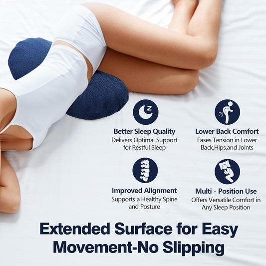 COMFYTHERA Lumbar Support Pillow for Sleeping Memory Foam Lumbar Support Cushion for Lower Back Pain Relief, Back Support Bed Pillow Waist Support (Dark Grey, Large)