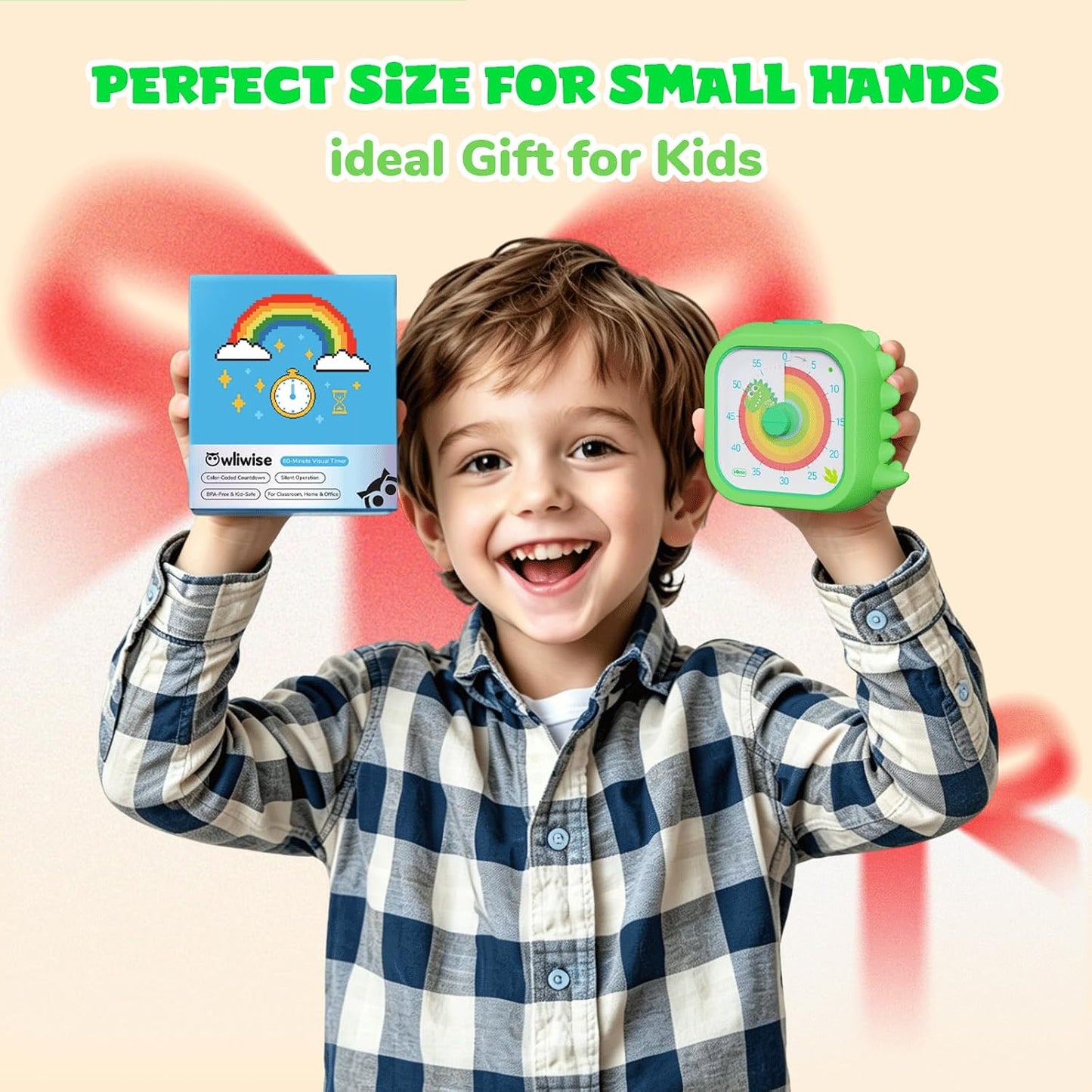 Owliwise Visual Timer for Kids, 60 Minute Countdown Timer with Silent Operation, Cute Pomodoro Rainbow Disk Time Management Tool for Classroom and Home Study, for Kids Desk, Office Desk and Meetings